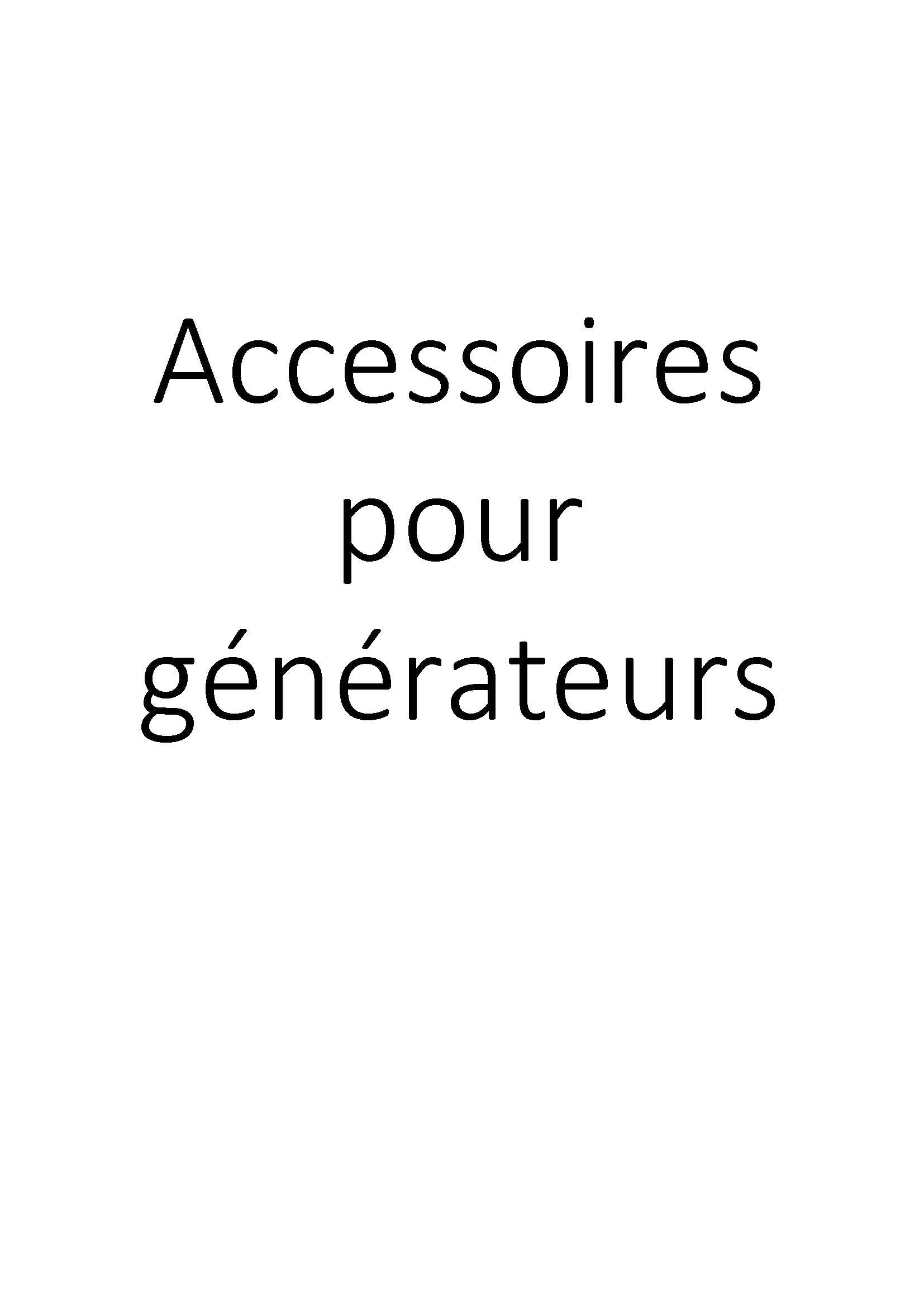 Accessoires pour générateurs clicktofournisseur.com