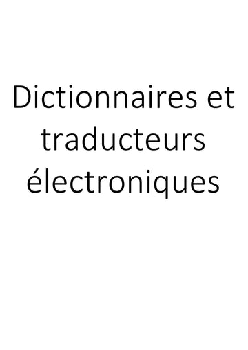 Dictionnaires et traducteurs électroniques clicktofournisseur.com