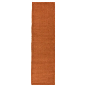 Tapis de couloir uni pure laine candy orange