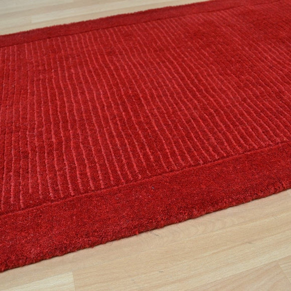 Tapis de couloir uni pure laine candy rouge