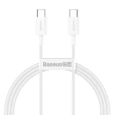 Câble Baseus Type-C de qualité supérieure, charge rapide, alimentation, FCP 100 W, 5 A, 20 V, 2 m, blanc (CATYS-C02)
