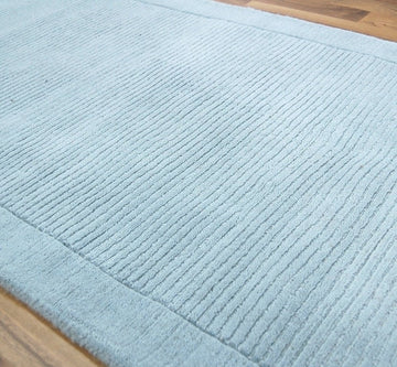 Tapis de couloir uni pure laine candy bleu ciel