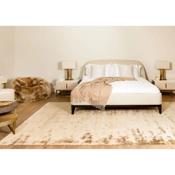 Tapis de salon en viscose fait main titane