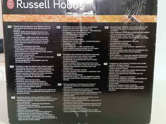 Ecost Customer Return, Russell Hobbs toaster, sandwiches, stuffed toasts, 2 slices, 850 W, Texturepl