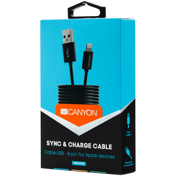 Câble CANYON CFI-1 Lightning 5W 1m Noir