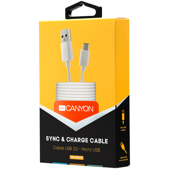 Câble CANYON UM-1 MicroUSB 5W 1m Blanc