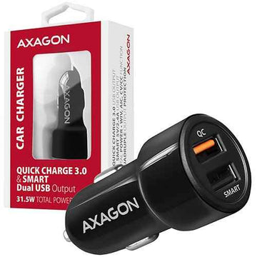 Chargeur voiture intelligent AXAGON PWC-QC5 5 V 2,4 A + QC3.0, 30 W, noir