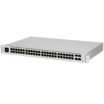 Ubiquiti USW-48-PoE, commutateur PoE de couche 2, 32 ports GbE PoE+, 16 ports GbE, 4 ports SFP 1G, alimentation PoE totale de 195 W, sans ventilateur, refroidissement silencieux, protection ESD/EMP, écran tactile LCM de 1,3", montage en rack (kit inclus)
