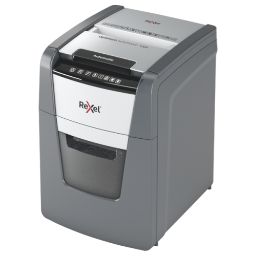 Destructeur de documents Rexel Optimum AutoFeed+ 100XP, coupe croisée, format P4, 34 l (remplace Rexel Auto+ 90X)