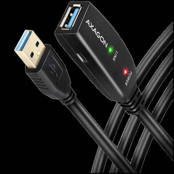 Câble d'extension Axagon Active USB 3.2 Gen 1 AM > AF, longueur 5 m. Option alimentation.