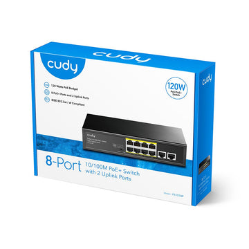 Commutateur réseau cudy fs1010p fast ethernet 10/100 power over ethernet poe noir