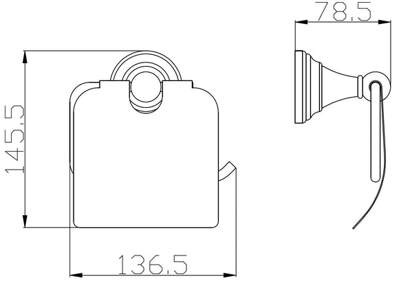 Dérouleur papier toilette rétro MORAVA en laiton blanc 13,65x 7,85 x14,55 cm