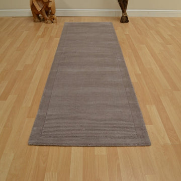 Tapis de couloir uni pure laine candy taupe