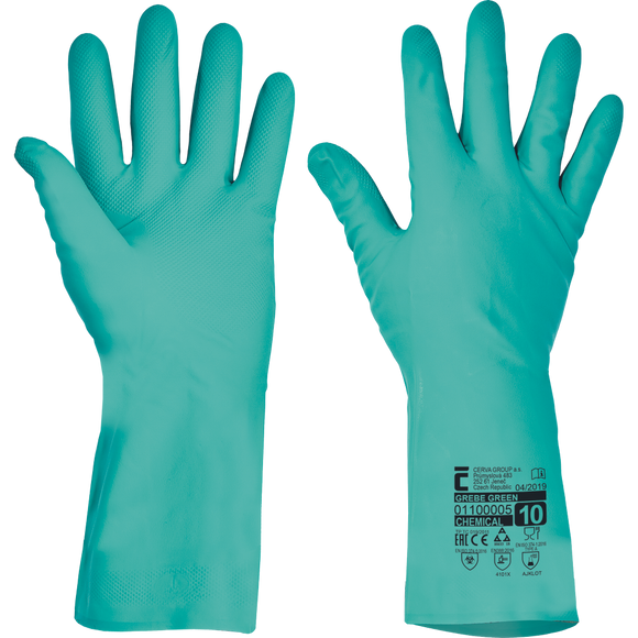 Gants nitrile protection chimique grebe