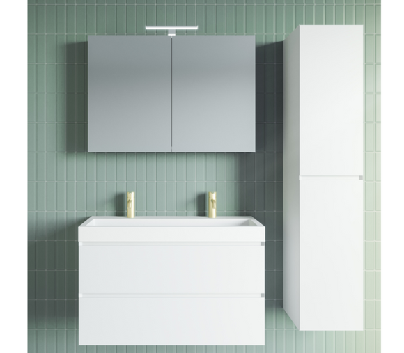 Lavabo SPRING VOW RIHO 120x46x8 cm 2 trous en composite de marbre