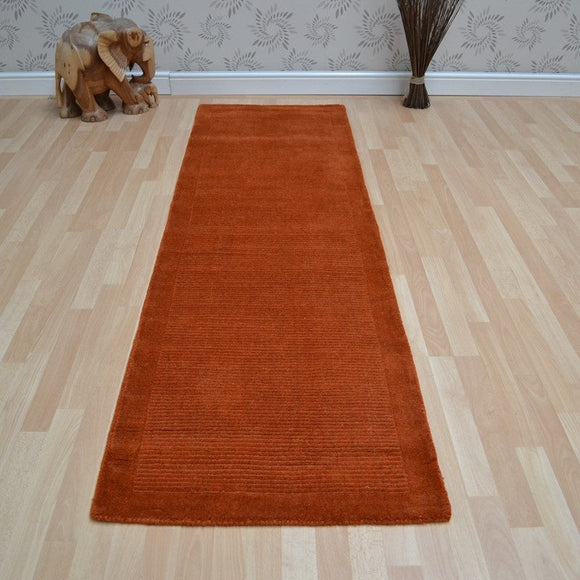 Tapis de couloir uni pure laine candy orange