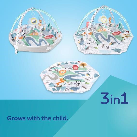 CANPOL BABIES Tapis de jeu éducatif avec parc pour enfants de 0 à 12 ans, SAFARI, 81/100