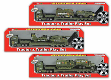 Tracteur semi-remorque moulé sous pression pioneer ensemble militaire 3 asst. pt2035