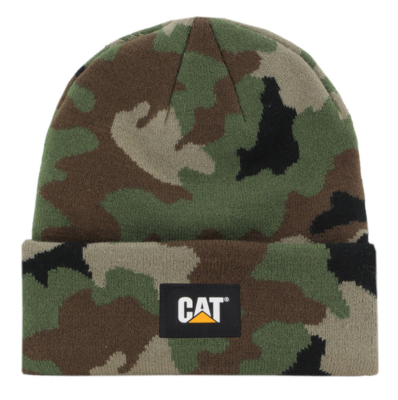 Cat label cuff beanie woodland camo