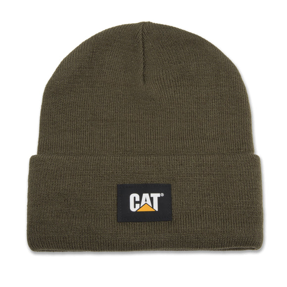 Cat label cuff beanie army moss