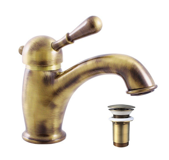 Mitigeur lavabo LABE en laiton bronze brossé avec pop-up