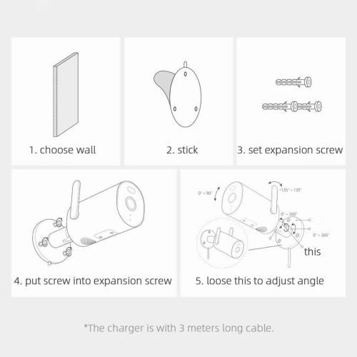 Caméra de sécurité ip xiaomi aw300 cube extérieure 2304 x 1296 pixels plafond/mur