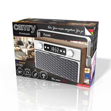 Camry | Radio Bluetooth | CR 1183 | 16 W | Entrée auxiliaire | Bois