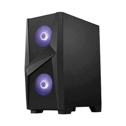 Boîtier PC gaming MSI MAG FORGE 100M, format tour moyenne, noir, 2 ventilateurs ARGB PWM 120 mm, 1 ventilateur 120 mm, hub ARGB 1-6, synchronisation Mystic Light, panneau en verre trempé, ATX, mATX, mini-ITX