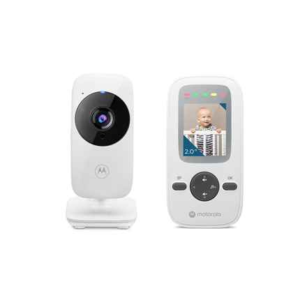 Motorola | Babyphone vidéo | VM481 2" | Écran couleur de 2" de diagonale ; Indicateur de niveau sonore à LED ; Vision nocturne infrarouge ; Technologie sans fil FHSS 2,4 GHz pour une visualisation à domicile ; Zoom numérique ; Microphone haute sensibilité