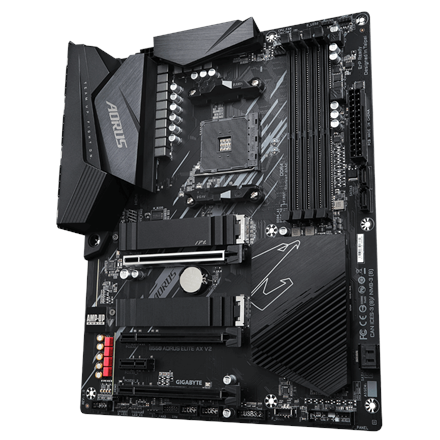 Carte mère gigabyte b550 aorus elite ax v2 - processeurs amd ryzen 5000 vrm 12+2 phases ddr4 jusqu'à 4733 mhz 1xpcie 4.0 + 1xpcie 3.0 m.2 wi-fi 6e lan 25 gbe usb 3.2 gen 2