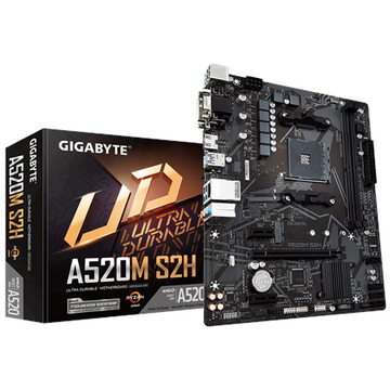 Carte mère gigabyte a520m s2h - compatible avec les processeurs amd ryzen série 5000 am4 vrm numérique pur 4+3 phases jusqu'à 5100 mhz ddr4 oc pcie 3.0 x4 m.2 gbe lan usb 3.2 gen 1
