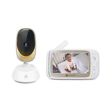 Motorola | Babyphone vidéo Wi-Fi avec éclairage d'ambiance | VM85 CONNECT Écran couleur TFT 5 pouces (480 x 272) ; Berceuses ; Conversation bidirectionnelle ; Surveillance de la température ambiante ; Vision nocturne infrarouge ; Indicateur de niveau sono