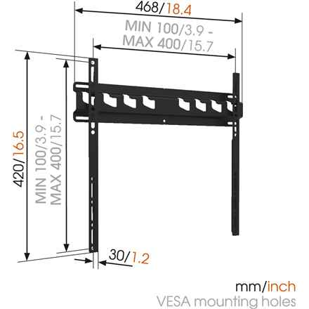 Vogels | Support mural | MA3000-A | Fixe | 32-55" | Poids maximal (capacité) 60 kg | Noir