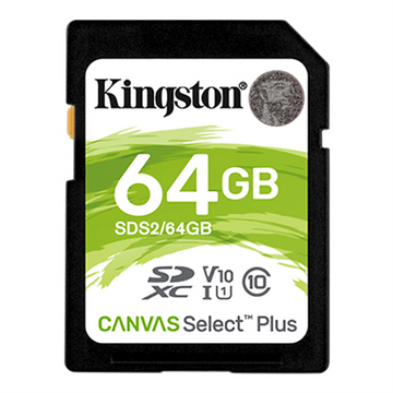 Carte mémoire sdxc canvas select plus 100r c10 uhs-i u1 v10 de 64 go de kingston technology