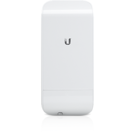 UBIQUITI airMAX NanoStation M2 loco ; bande de fréquence 2,4 GHz ; intégration plug-and-play avec les antennes airMAX ; 150+ Mbps, portée 5+ km, 8,5 dBi.