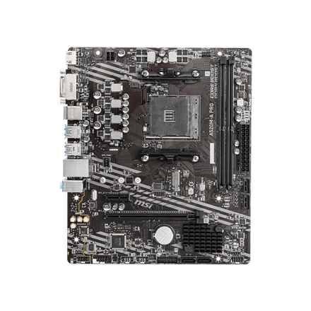 MSI Main Board Desktop A520M-A PRO (A520, AM4, 2xDDR4, 1x PCI-E 3.0 x16 slot,1x M.2 slot,4x USB 3.2 Gen1,2x USB 2.0,1x HDMI,1x DVI-D,Gigabit LAN,7.1 HD Audio, mATX, Retail)