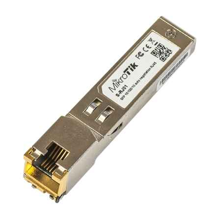 MikroTik | S-RJ01 | SFP | Cuivre | RJ-45 | 10/100/1000 Mbit/s | Distance de transfert maximale : 100 m | 0 à +85 °C