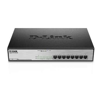Commutateur PoE D-LINK 8 ports Gigabit (8 PoE+), IEEE 802.3af/at, boîtier métallique, rackable, « DGS-1008MP » (tampon vert 2 lei)