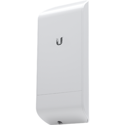 UBIQUITI airMAX NanoStation M2 loco ; bande de fréquence 2,4 GHz ; intégration plug-and-play avec les antennes airMAX ; 150+ Mbps, portée 5+ km, 8,5 dBi.
