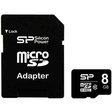 Carte mémoire microSDHC Silicon Power 8 Go Classe 10 + adaptateur