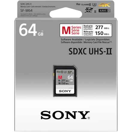 Sony | 64GB SF-M Series SDXC Class10 UHS-II U3 V60 Tough Memory Card | 64 GB | SDXC | Flash memory class 10