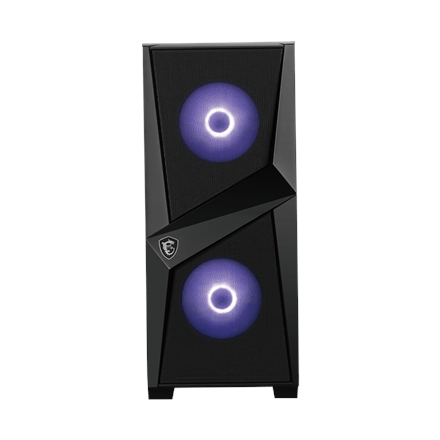 Boîtier PC gaming MSI MAG FORGE 100M, format tour moyenne, noir, 2 ventilateurs ARGB PWM 120 mm, 1 ventilateur 120 mm, hub ARGB 1-6, synchronisation Mystic Light, panneau en verre trempé, ATX, mATX, mini-ITX