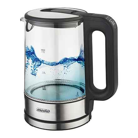 Mesko | Bouilloire | MS 1301b | Électrique | 1850 W | 1,7 L | Verre/Acier inoxydable | Base rotative à 360° | Noir