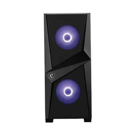 Boîtier PC gaming MSI MAG FORGE 100M, format tour moyenne, noir, 2 ventilateurs ARGB PWM 120 mm, 1 ventilateur 120 mm, hub ARGB 1-6, synchronisation Mystic Light, panneau en verre trempé, ATX, mATX, mini-ITX