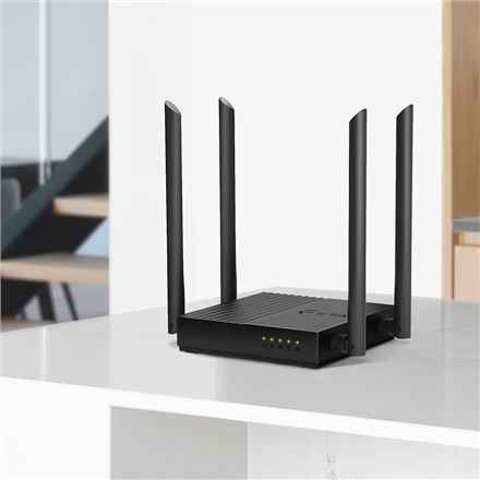 Routeur Wi-Fi double bande AC1200 VITESSE : 400 Mbit/s à 2,4 GHz + 867 Mbit/s à 5 GHz CARACTÉRISTIQUES : 4 antennes, 1 port WAN Gigabit + 4 ports LAN Gigabit CARACTÉRISTIQUES : Application Tether, WPA3, mode point d'accès, prise en charge IPv6, IPTV, Beam