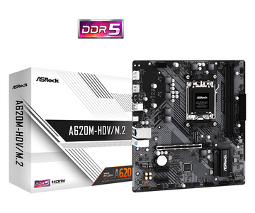 Carte mère asrock mb desktop a620m-hdv/m2 am5 2x ddr5 1x pcie 4.0 x16 2x pcie 3.0 x1 1x hyper m.2 pcie gen4x4 2x sata3 6.0 gb/s 1x hdmi 1x displayport 1x gigabit lan 5x usb 3.2 6x usb 2.0 1x usb-c micro atx