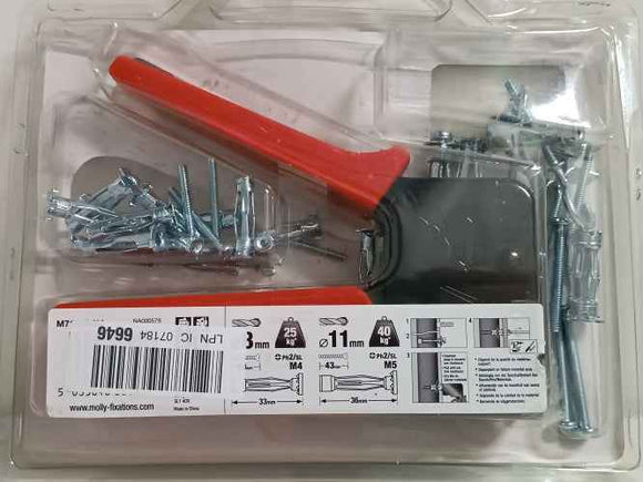 Retour client Ecost Molly M71925XJ M71925 Lot de 20 chevilles murales 10 x 4 x 33 mm et 10 x 5 x