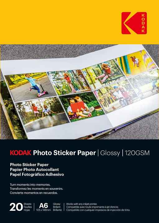 Papier photo autocollant kodak brillant 120 g/m² a6 x 20 3510652