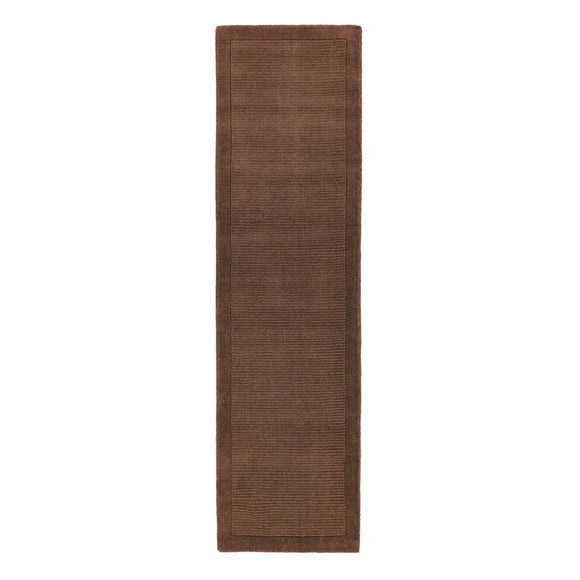 Tapis de couloir uni pure laine candy marron