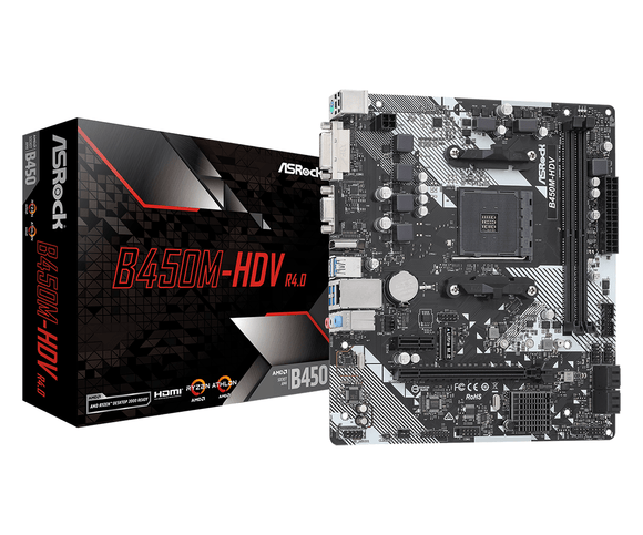Carte mère asrock b450m-hdv r4.0 amd b450 socket am4 micro atx